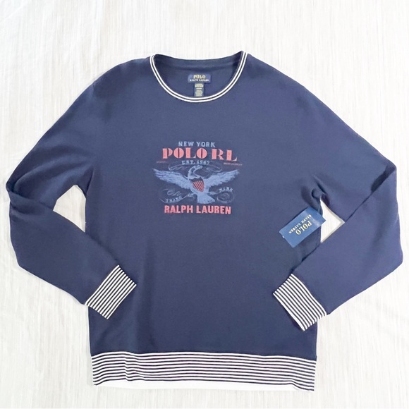 Polo Ralph Lauren Other - Polo Shirt Ralph Lauren Navy Blue Polo Eagle Logo Waffle Knit Crewneck